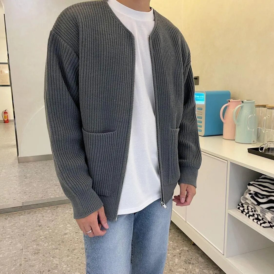 Herren - Strickjacke mit Reißverschluss - Kuscheliger Strickstil - Ideale Übergangsjacke für jeden Anlass