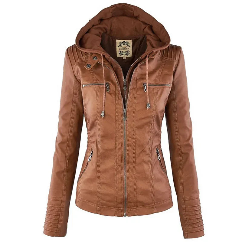 Damen - Jacke - Wasserdichtes Kunstleder - Lässige und Stilvolle Oberbekleidung für Jede Gelegenheit