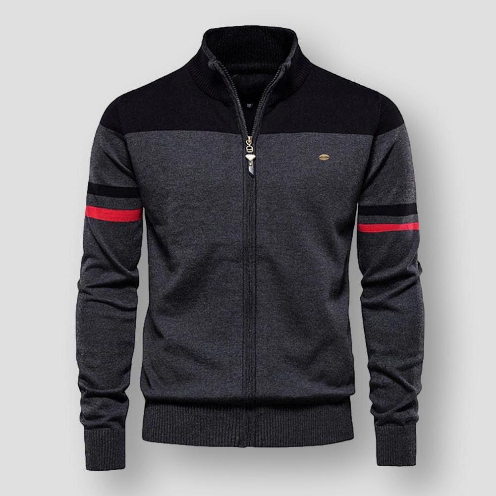 Herren - Retro Strickjacke - Gerippter Kragen - Baumwoll Polyester - Modische Schicht für jeden Anlass