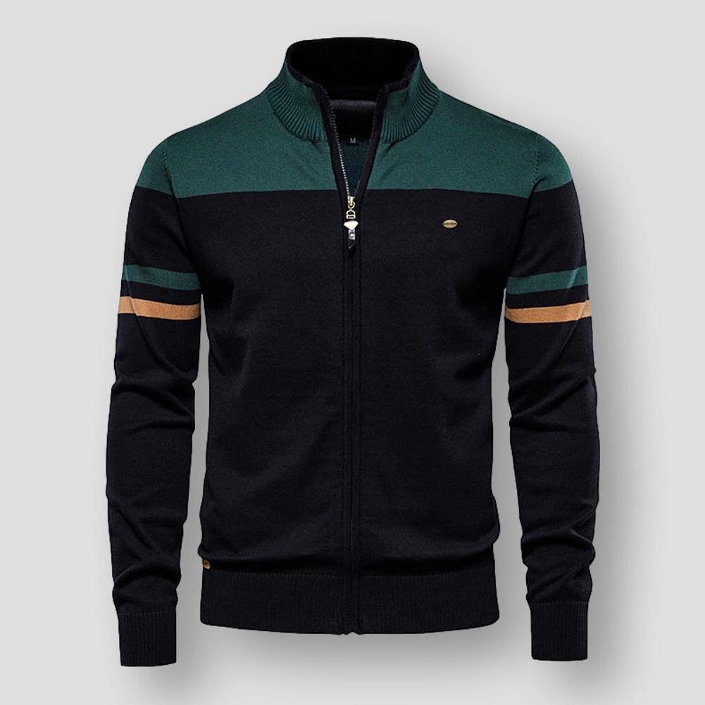 Herren - Retro Strickjacke - Gerippter Kragen - Baumwoll Polyester - Modische Schicht für jeden Anlass