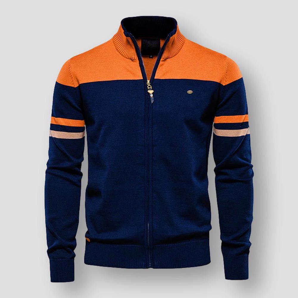 Herren - Retro Strickjacke - Gerippter Kragen - Baumwoll Polyester - Modische Schicht für jeden Anlass
