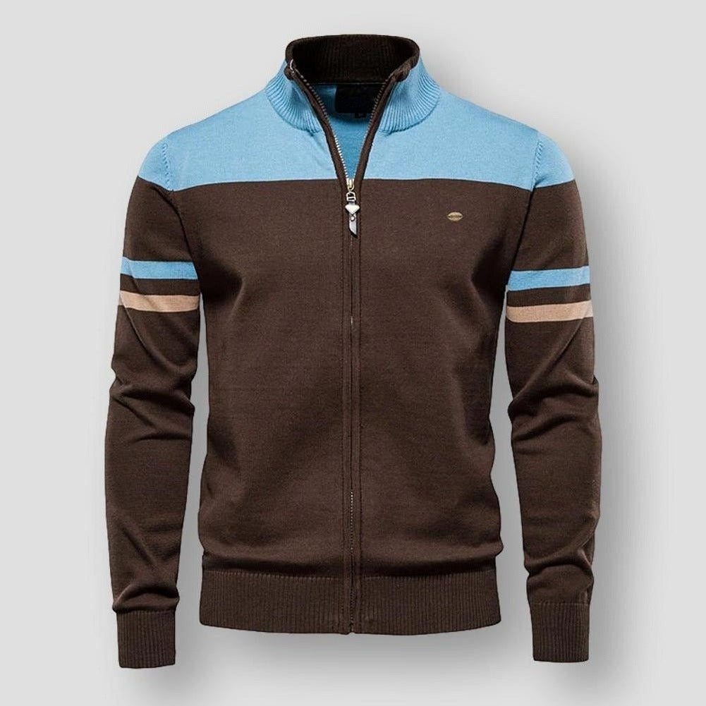 Herren - Retro Strickjacke - Gerippter Kragen - Baumwoll Polyester - Modische Schicht für jeden Anlass