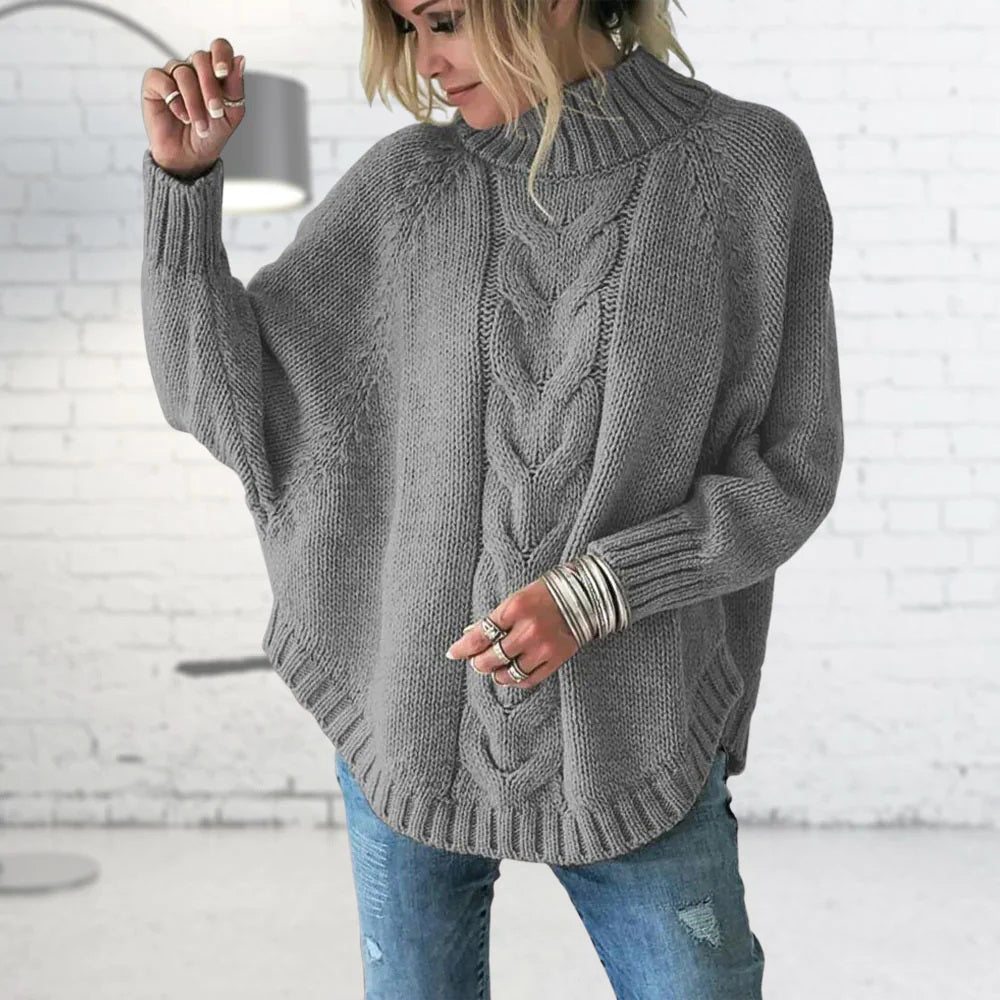 Damen - Rollkragen-Strickpullover - Dickem Strick - Lockere Passform - Bequemer und stylischer Pullover für kalte Tage