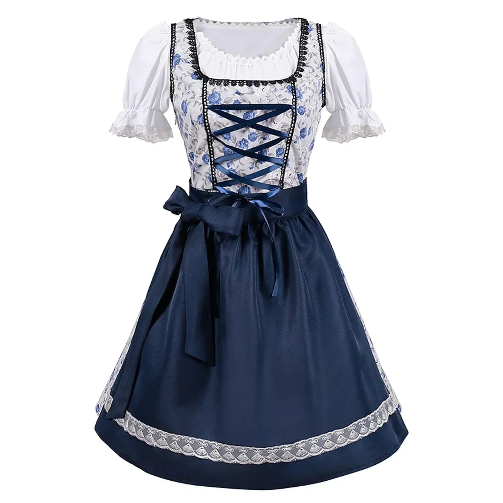 Damen Traditionelles Blau Oktoberfest Dirndl Kleid