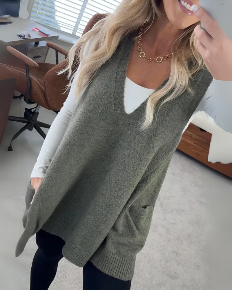 Damen - Kuschelige Strickweste - Weiches Material - Stylisches Layering-Essential für jede Jahreszeit