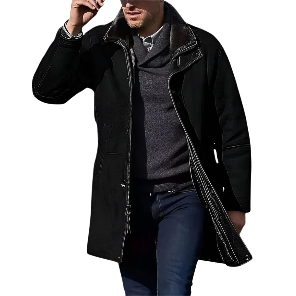 Herren - Jacke - Vintage Wildleder - Fleece-Futter - Stilvolle und Bequeme Jacke für jede Gelegenheit