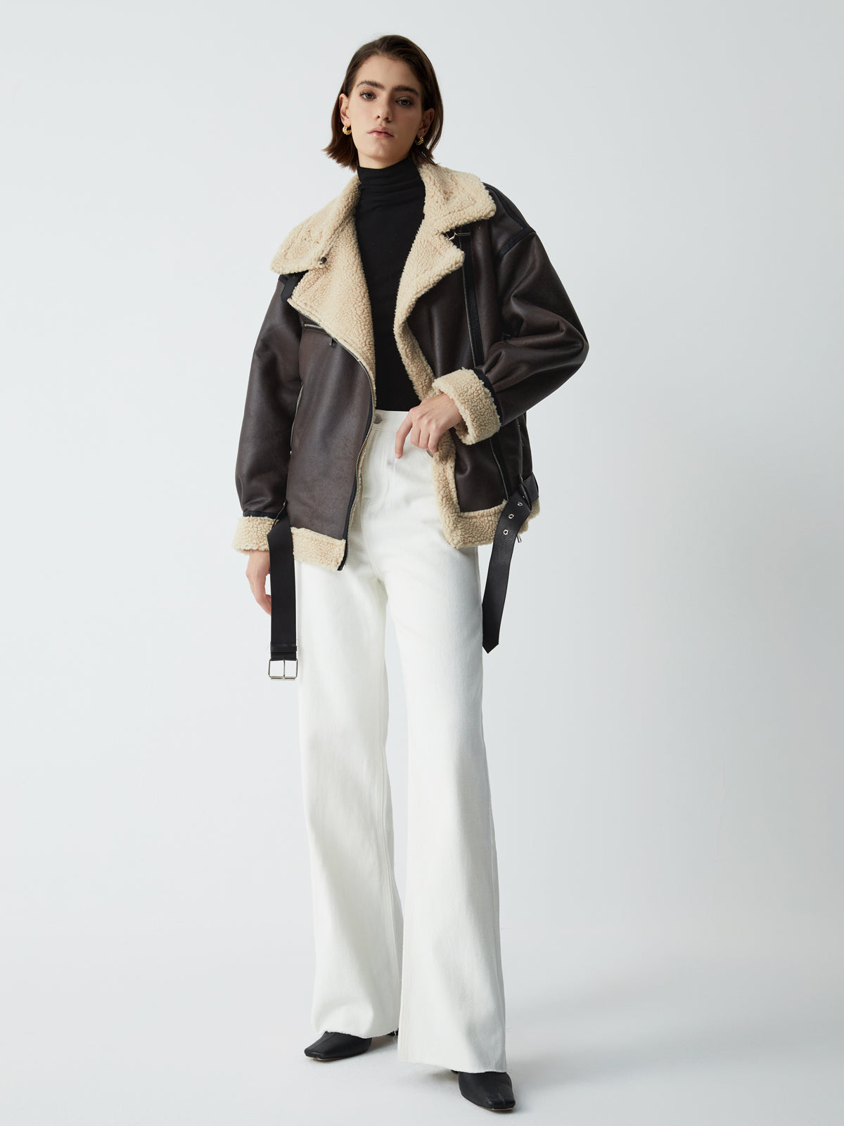 Damen - Kunstpelz Jacke - Leder - Elegante & Gemütliche - Oberbekleidung für Stilbewusste