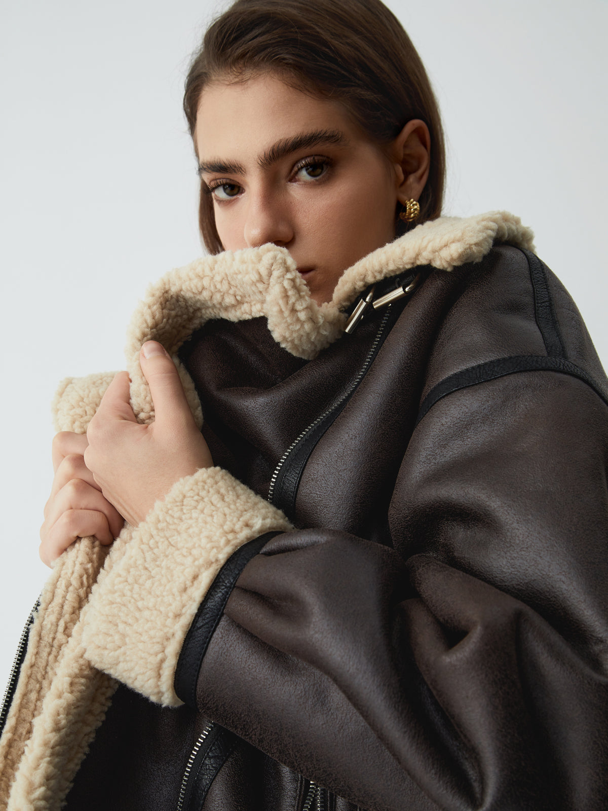 Damen - Kunstpelz Jacke - Leder - Elegante & Gemütliche - Oberbekleidung für Stilbewusste