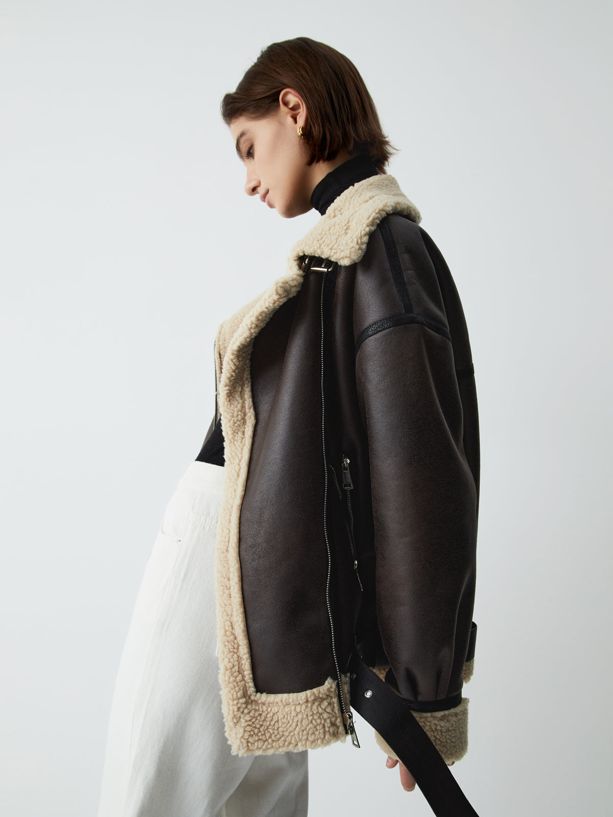 Damen - Kunstpelz Jacke - Leder - Elegante & Gemütliche - Oberbekleidung für Stilbewusste