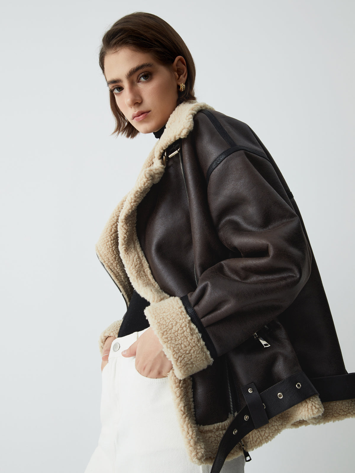 Damen - Kunstpelz Jacke - Leder - Elegante & Gemütliche - Oberbekleidung für Stilbewusste