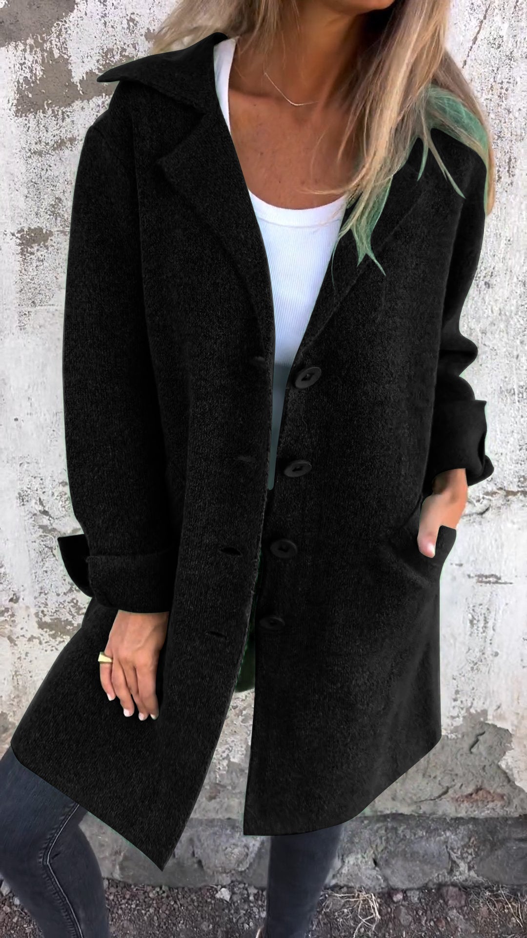 Damen - Lässiger langer Mantel - Manschetten - Stylische & bequeme Outerwear für jeden Anlass