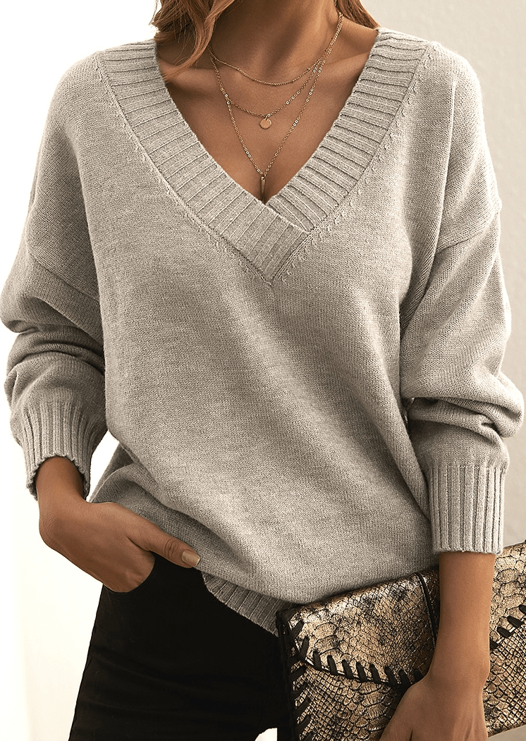 Damen - Stylischer Pullover - Weiches Strickmaterial - Gemütliche Alltagslooks