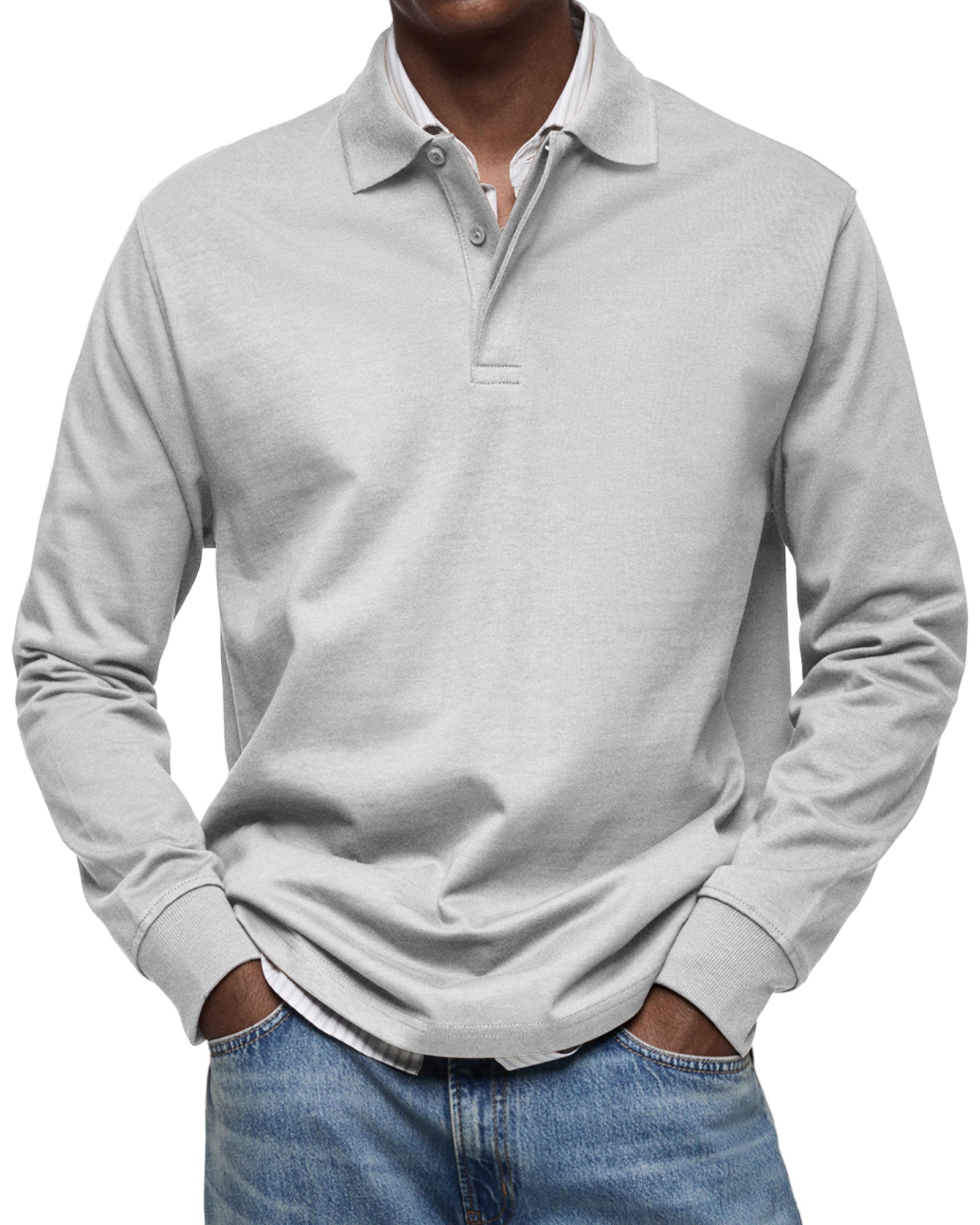 Herren - Langarm-Poloshirt - Lässiger Baumwollstrick - Smart Casual Top