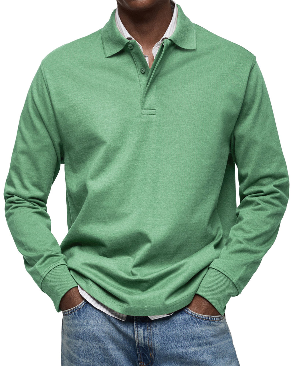 Herren - Langarm-Poloshirt - Lässiger Baumwollstrick - Smart Casual Top