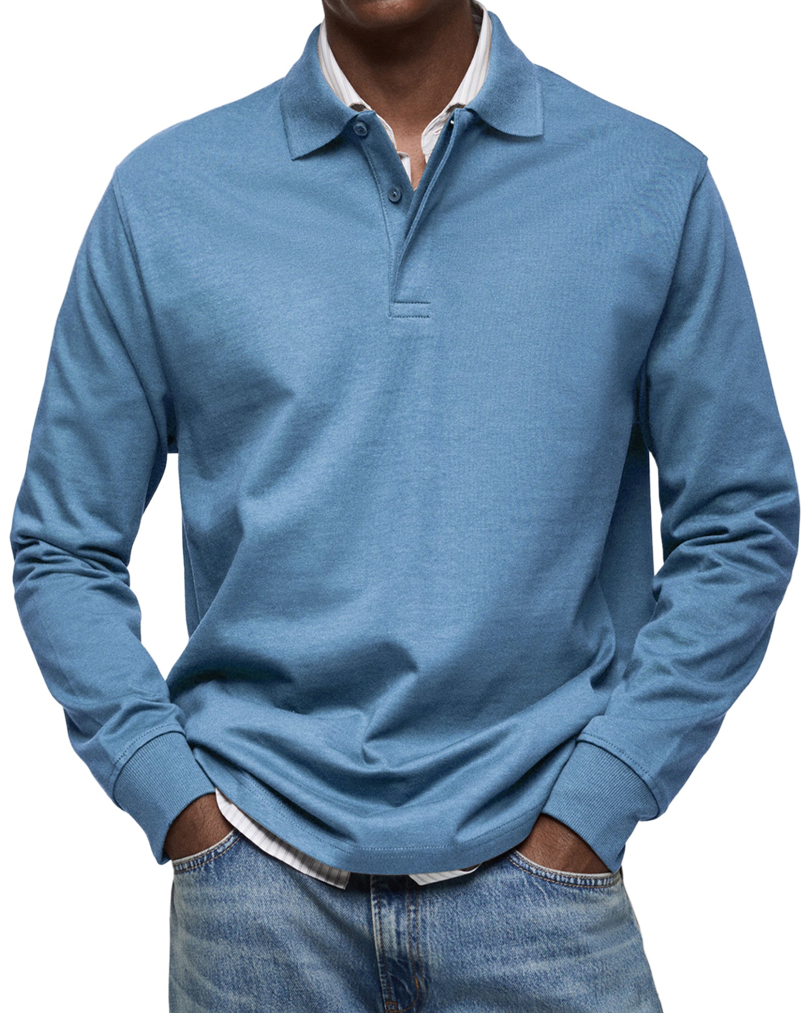 Herren - Langarm-Poloshirt - Lässiger Baumwollstrick - Smart Casual Top