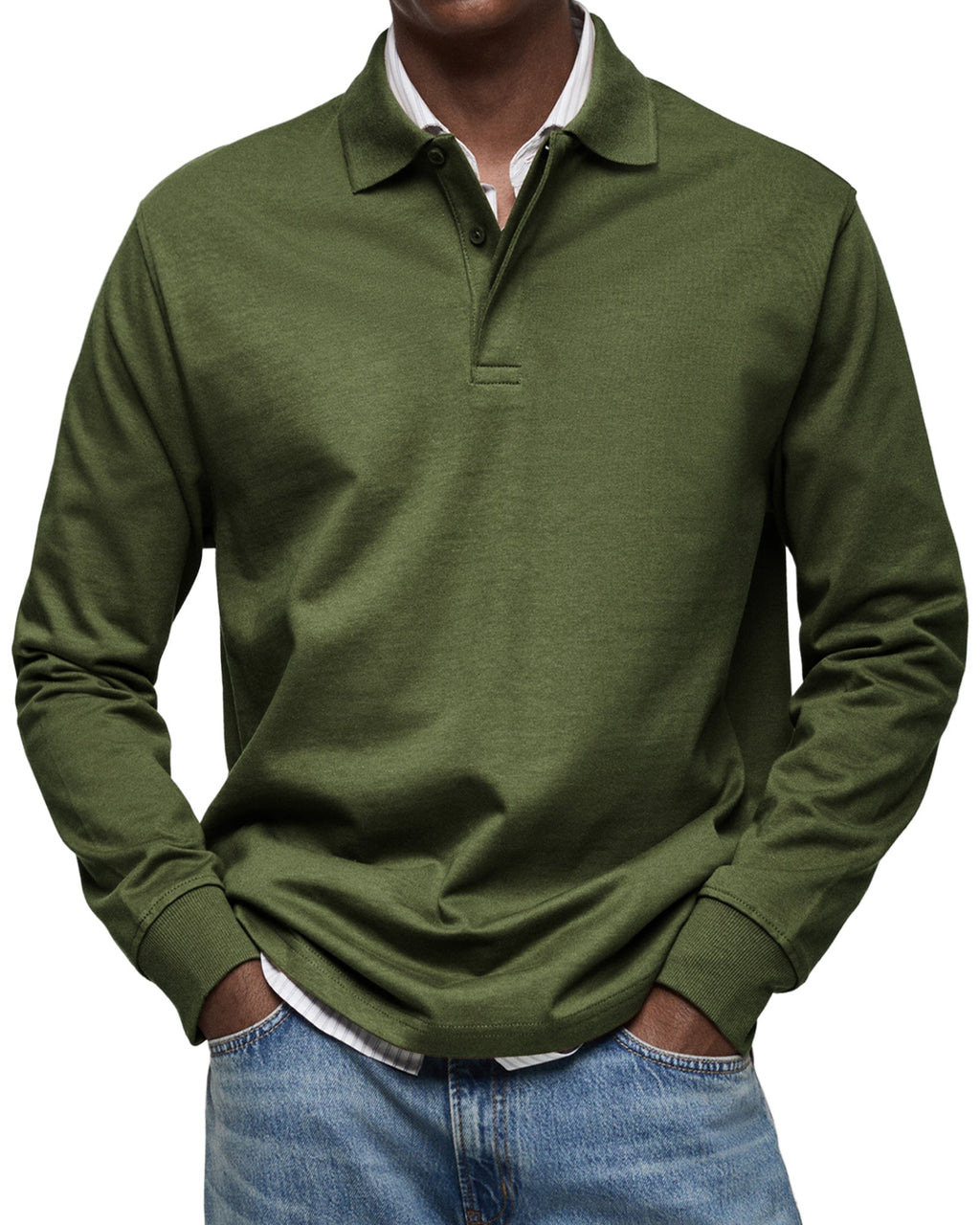 Herren - Langarm-Poloshirt - Lässiger Baumwollstrick - Smart Casual Top