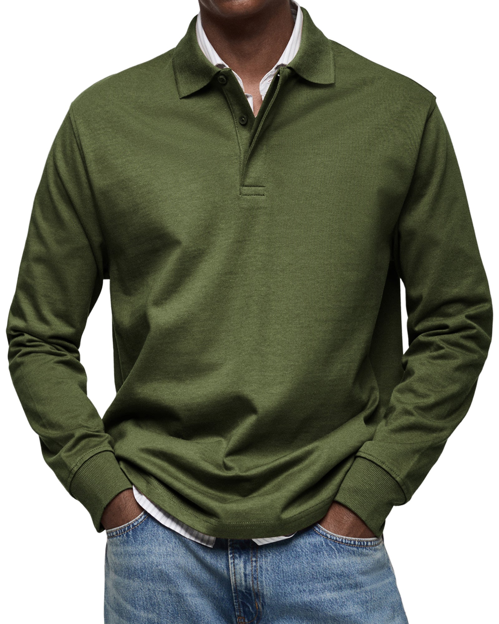 Herren - Langarm-Poloshirt - Lässiger Baumwollstrick - Smart Casual Top