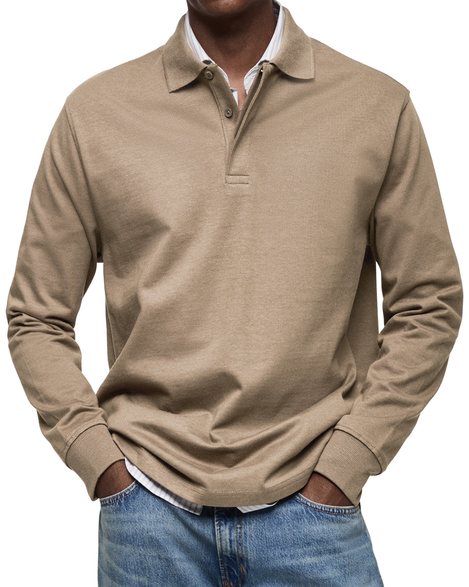 Herren - Langarm-Poloshirt - Lässiger Baumwollstrick - Smart Casual Top