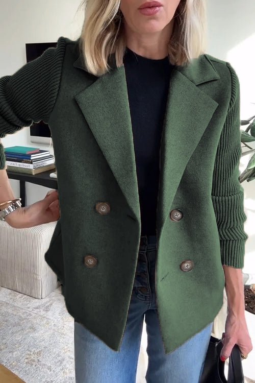 Damen - Blazer mit Gestrickten Ärmeln - Mischgewebe - Elegante Bürojacke für Stilbewusste