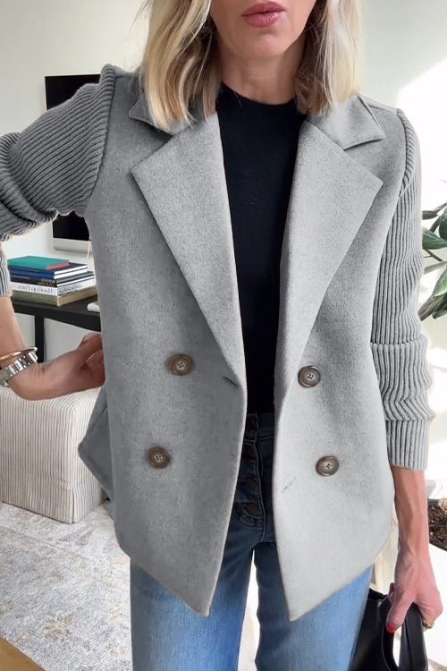 Damen - Blazer mit Gestrickten Ärmeln - Mischgewebe - Elegante Bürojacke für Stilbewusste