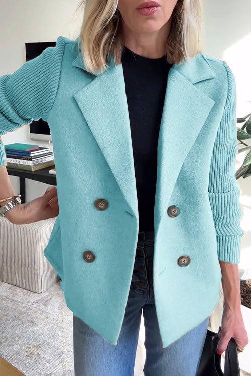 Damen - Blazer mit Gestrickten Ärmeln - Mischgewebe - Elegante Bürojacke für Stilbewusste