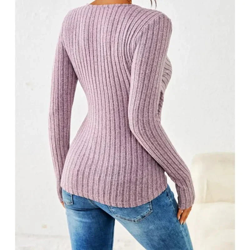 Damen - Langärmeliges Top - Gewebemischung - Bauchfreies Design - Bequem und modisch für jeden Anlass