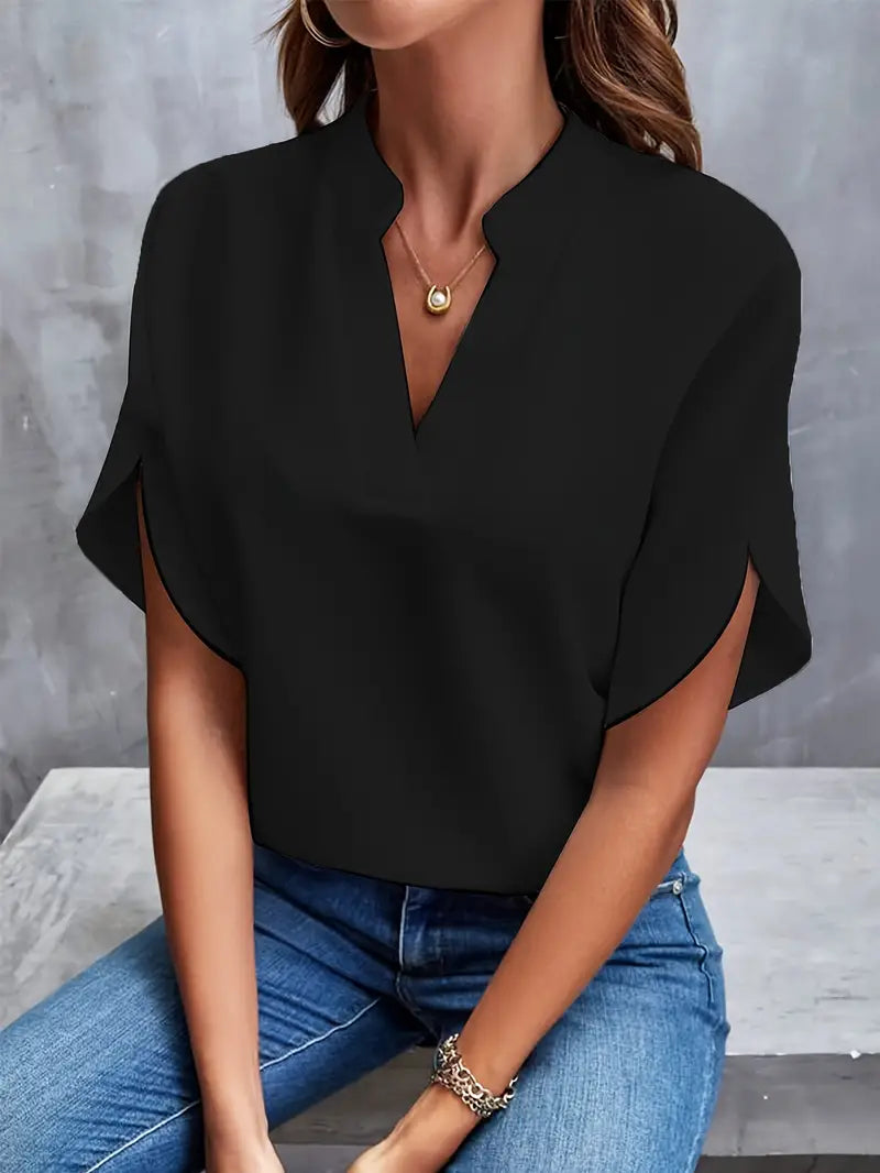 Damen - Elegante leichte Bluse - Baumwollmischung - Stilvoll & bequem - Ideal für legere Anlässe