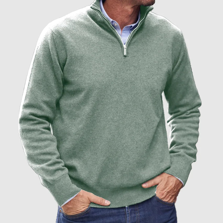 Herren - Pullover - Reinem Kaschmir - Reißverschluss - Eleganter Pullover für stilvolle Outfits