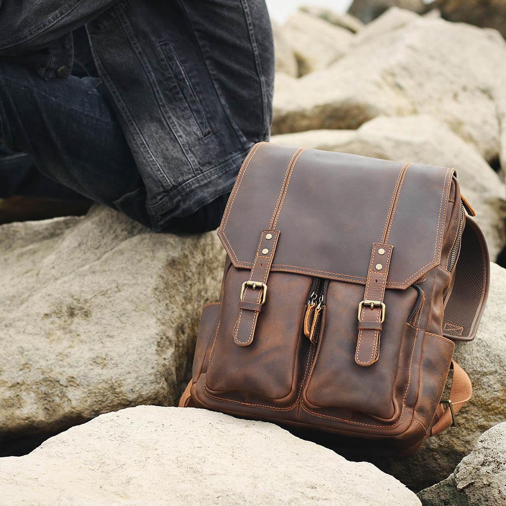 Herren - Stilvoller brauner Lederrucksack aus Leder - Langlebig & vielseitig für jeden Anlass