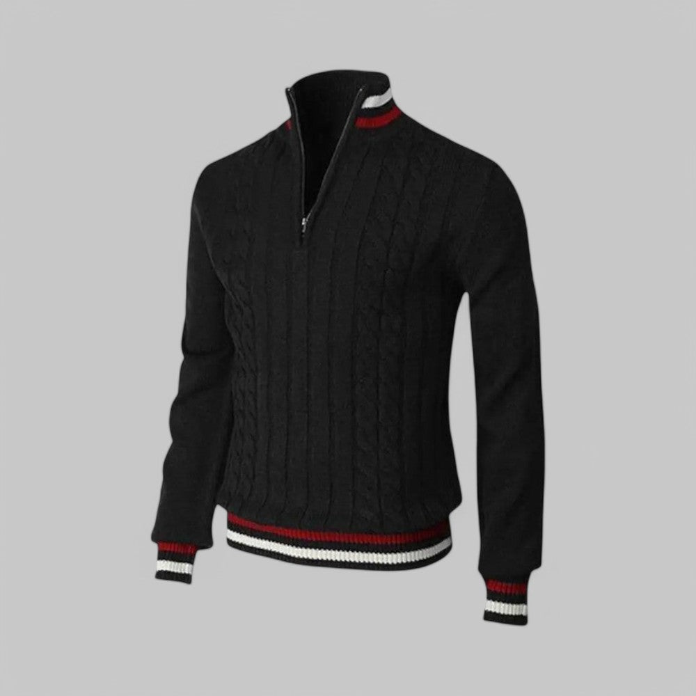 Herren - Twist-Strickpullover mit halbem Reißverschluss - Weicher Stoff - Gemütlicher Freizeitstil