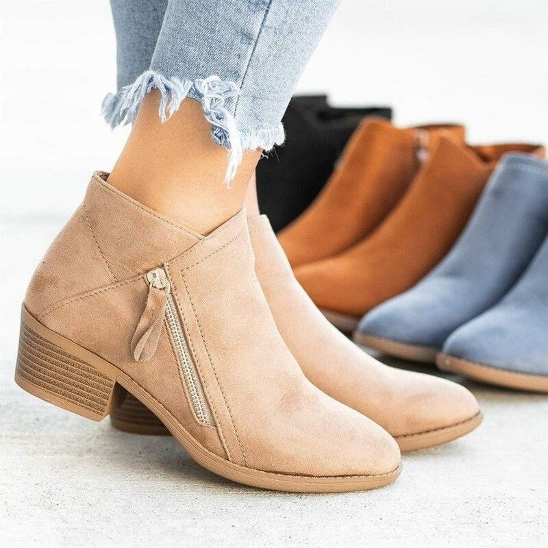 Damen - Stylische stiefel - Leder - Bequeme Mode Schuhe mit Trendigem Design für jeden Anlass