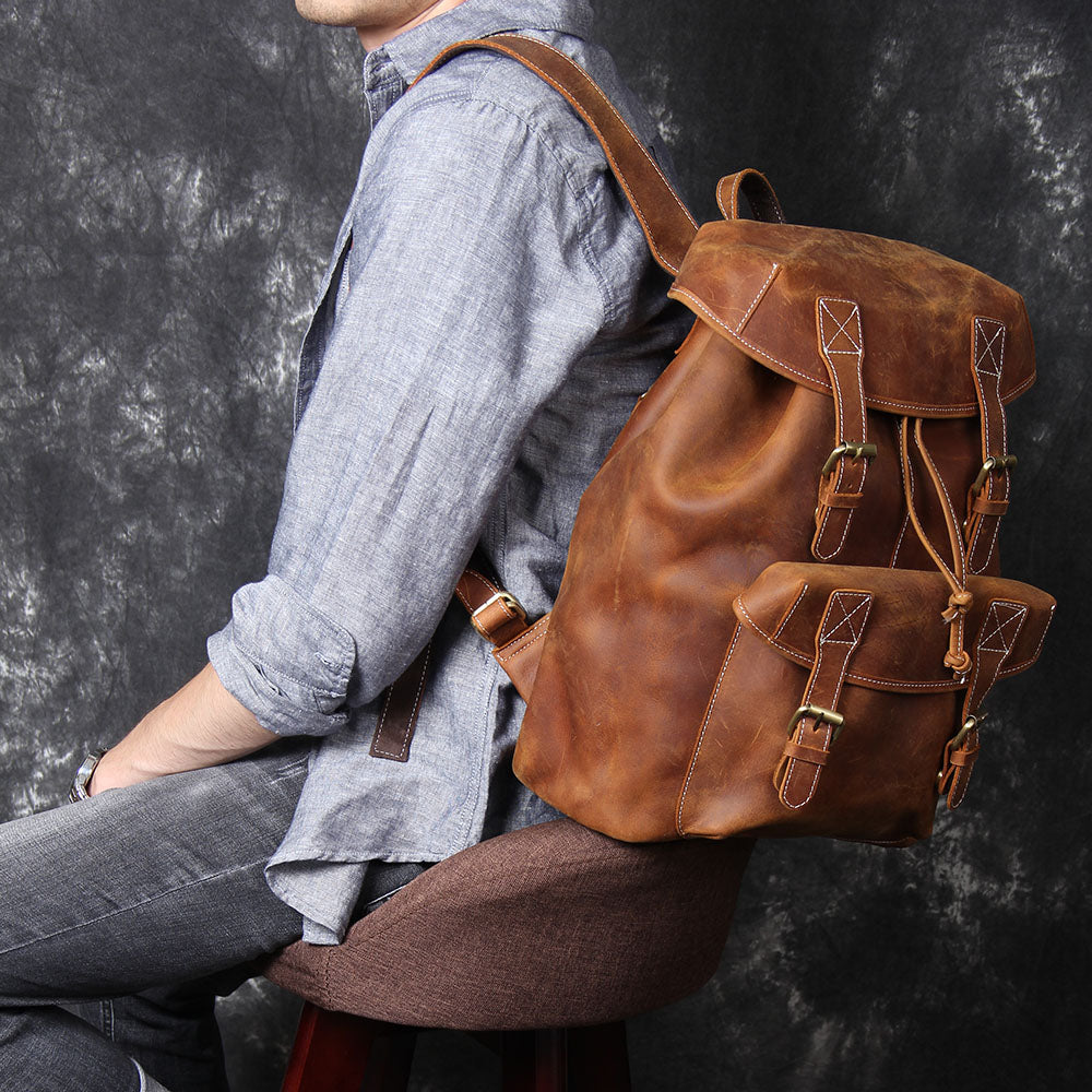 Herren - Lederrucksack - Stilvolles & robustes Design - Perfekt für Alltag & Abenteuer
