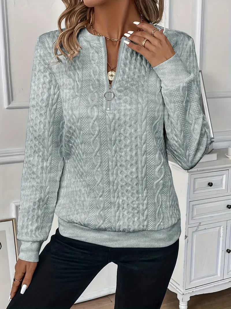 Damen - Pullover mit Reißverschluss - Kuscheliger Strickstoff - Must-Have für stylisches Layering