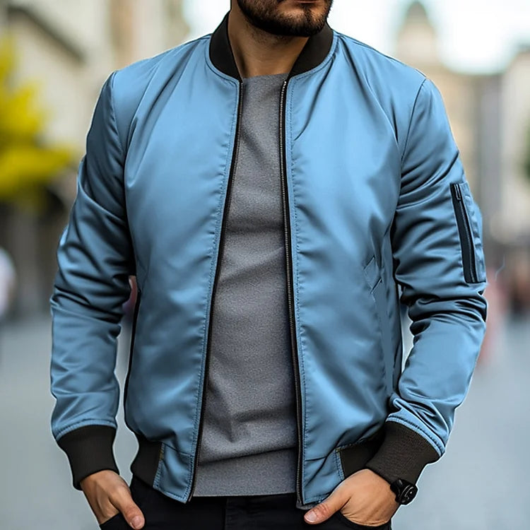 Herren - Bomberjacke - Leichter Zip-Up Style - Polyester Baumwoll - Bequeme Alltagskleidung für stilvolle Outfits