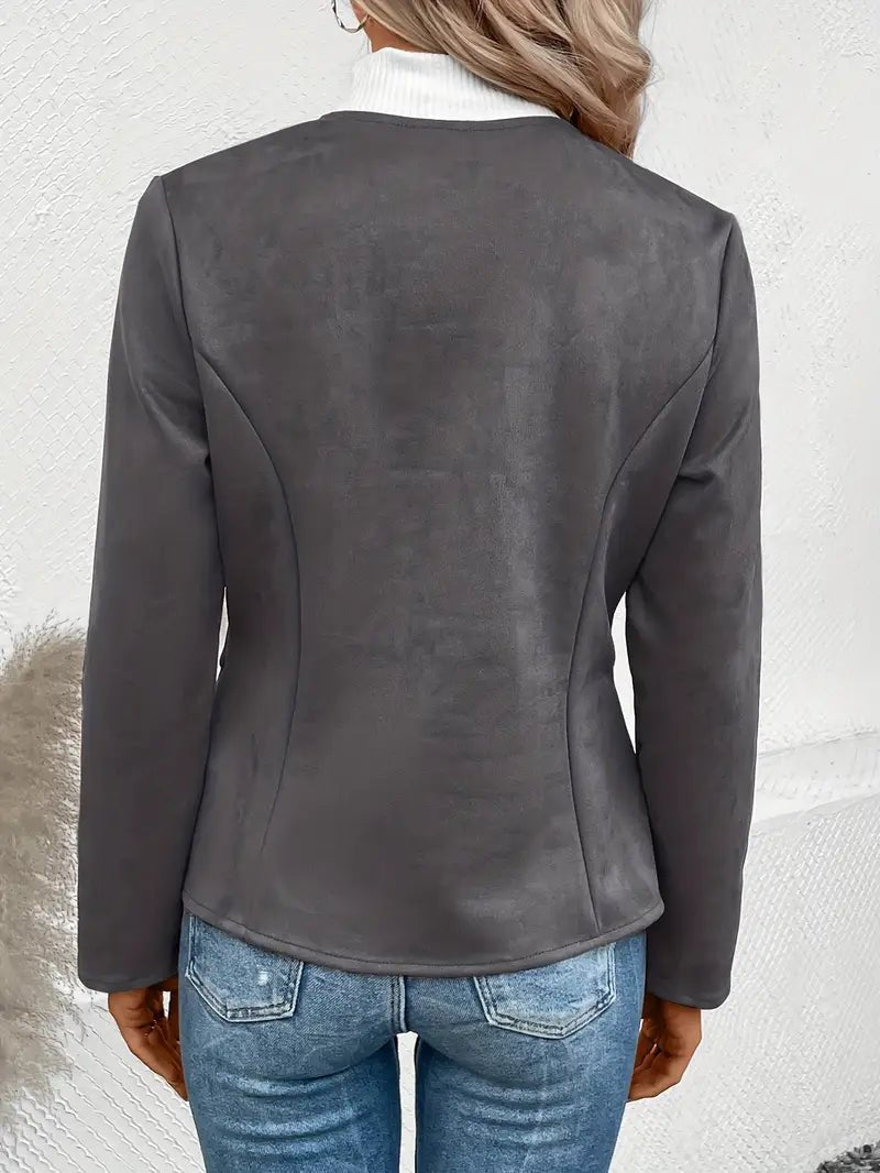 Damen - Maßgeschneiderte Jacke - Weiche Stoff - Minimalistisches Zip-Up Design - Elegante Smart Casual Oberbekleidung