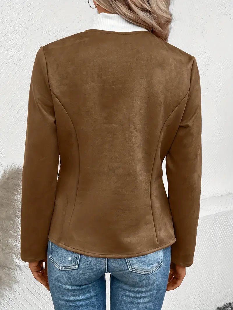 Damen - Maßgeschneiderte Jacke - Weiche Stoff - Minimalistisches Zip-Up Design - Elegante Smart Casual Oberbekleidung
