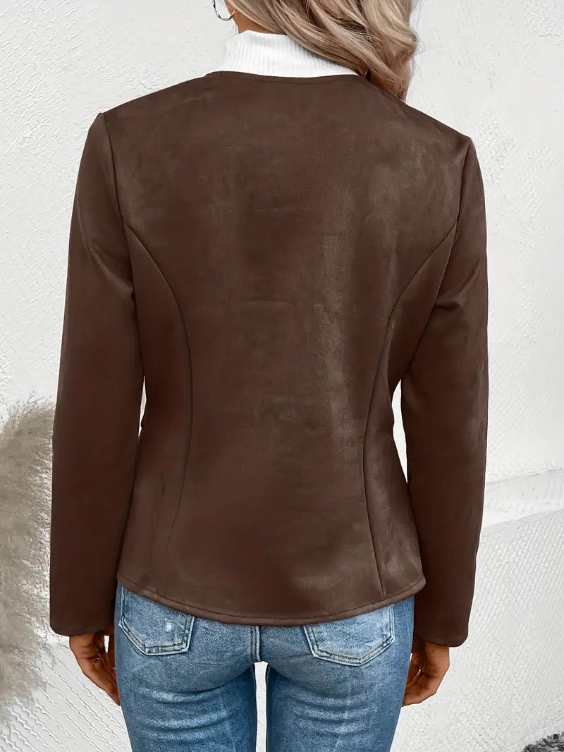 Damen - Maßgeschneiderte Jacke - Weiche Stoff - Minimalistisches Zip-Up Design - Elegante Smart Casual Oberbekleidung