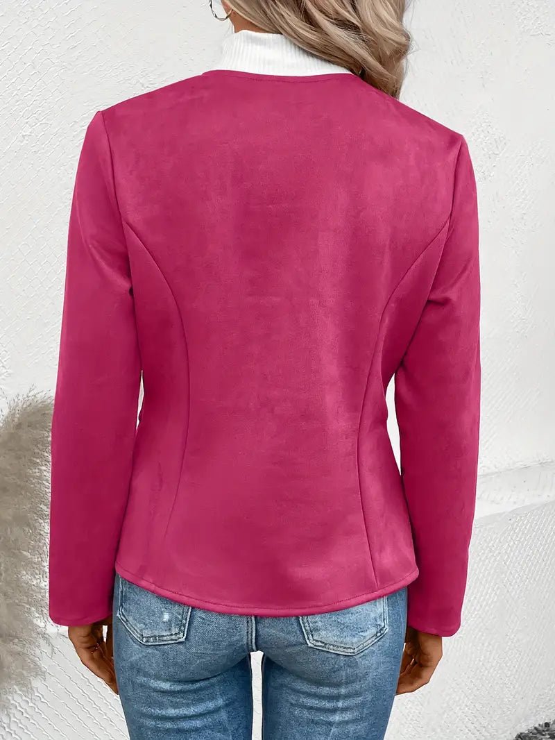 Damen - Maßgeschneiderte Jacke - Weiche Stoff - Minimalistisches Zip-Up Design - Elegante Smart Casual Oberbekleidung