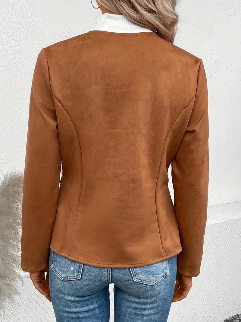 Damen - Maßgeschneiderte Jacke - Weiche Stoff - Minimalistisches Zip-Up Design - Elegante Smart Casual Oberbekleidung