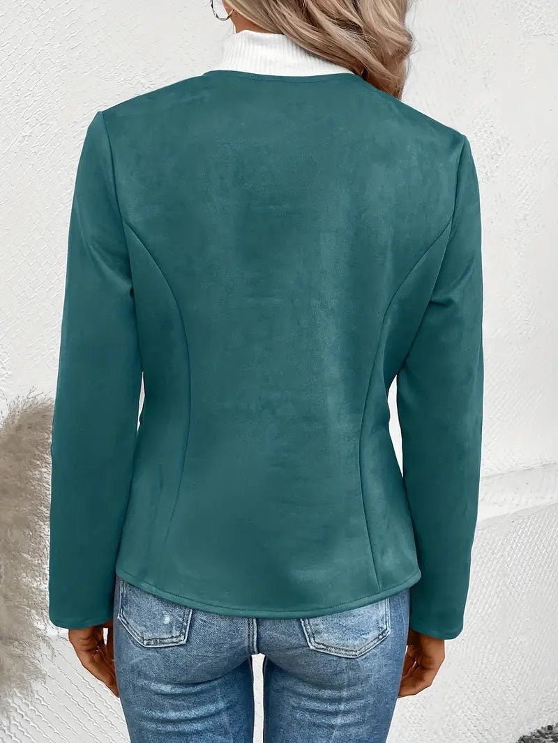 Damen - Maßgeschneiderte Jacke - Weiche Stoff - Minimalistisches Zip-Up Design - Elegante Smart Casual Oberbekleidung