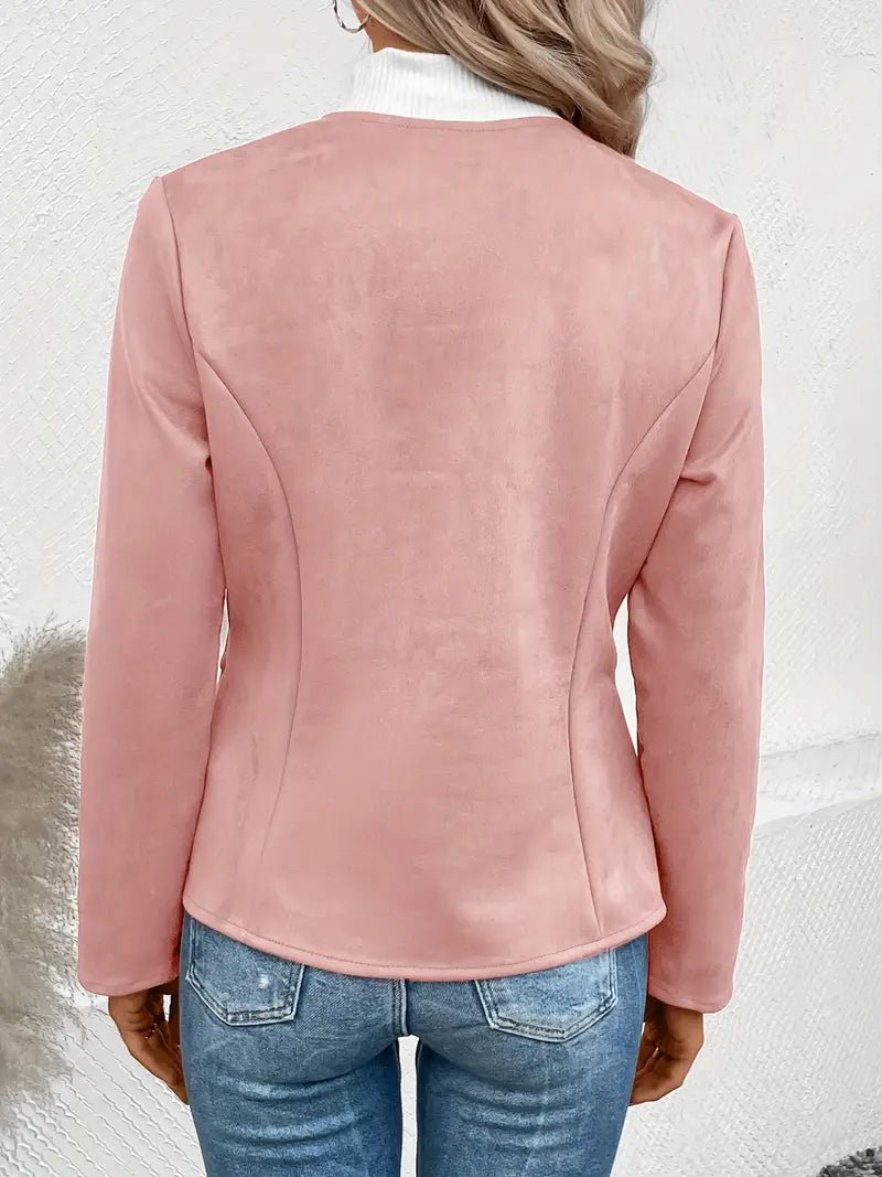 Damen - Maßgeschneiderte Jacke - Weiche Stoff - Minimalistisches Zip-Up Design - Elegante Smart Casual Oberbekleidung