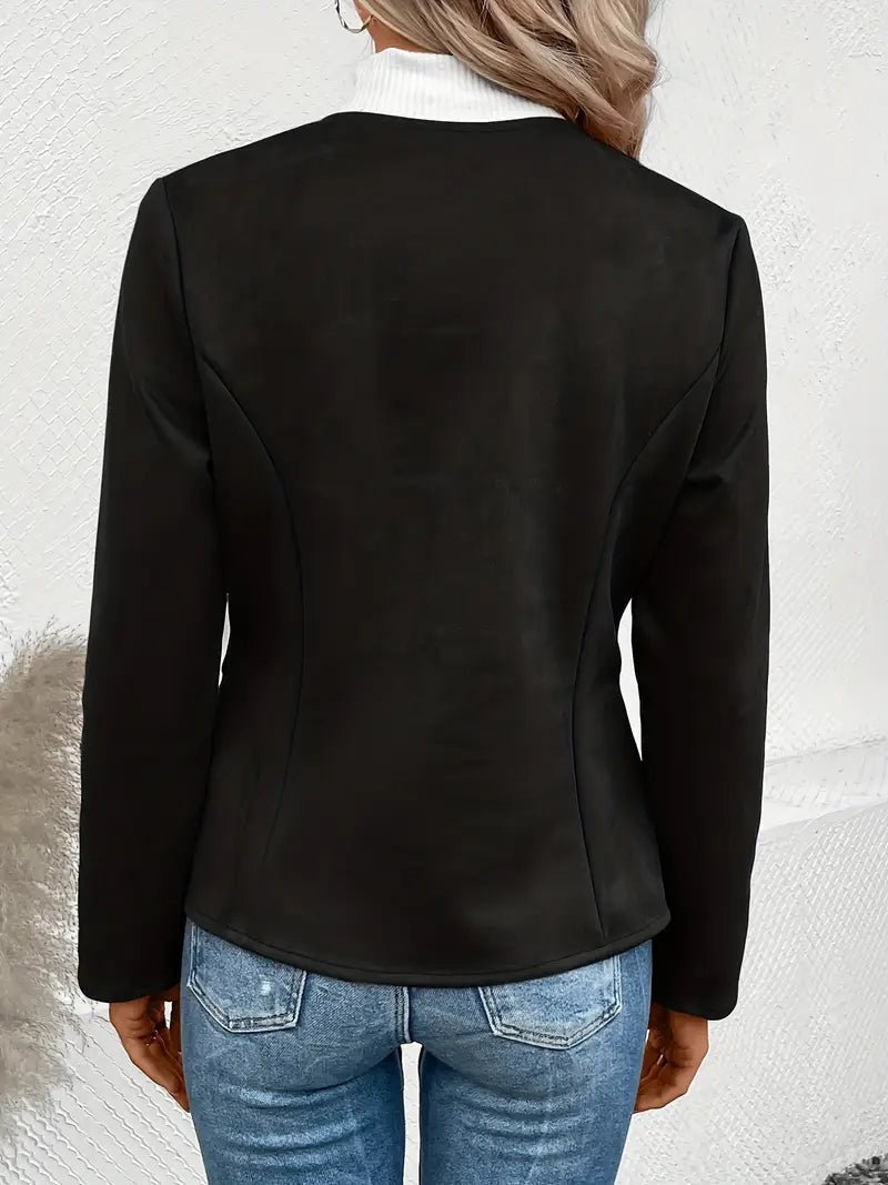 Damen - Maßgeschneiderte Jacke - Weiche Stoff - Minimalistisches Zip-Up Design - Elegante Smart Casual Oberbekleidung