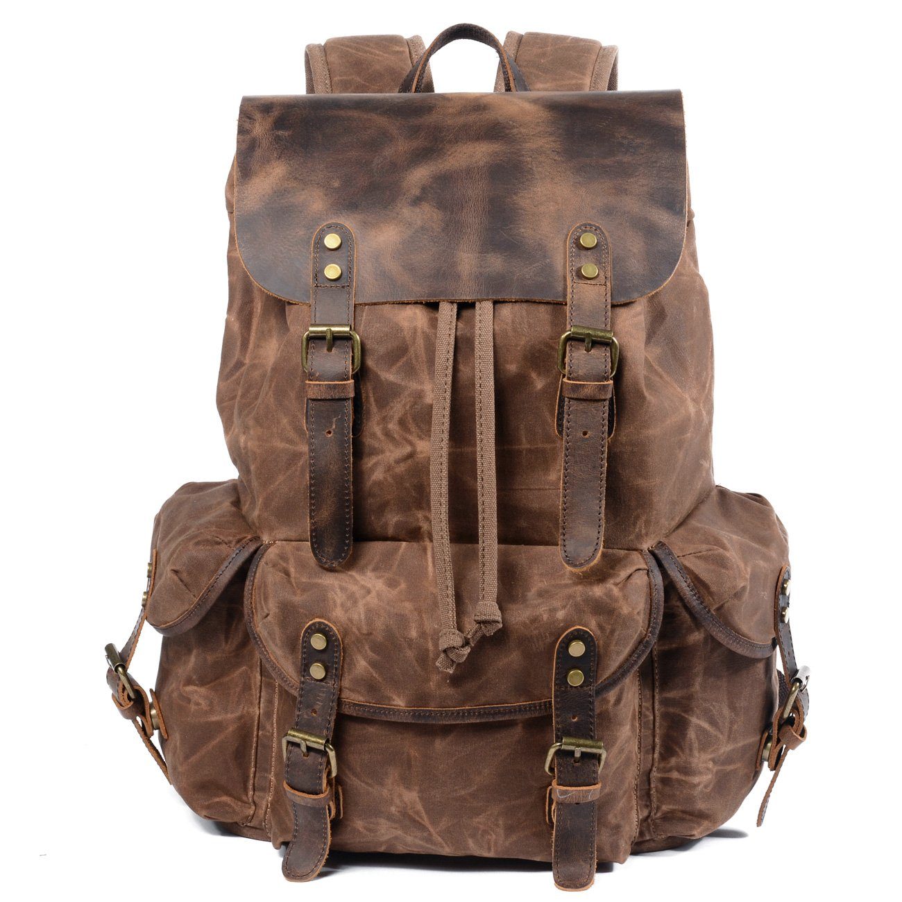 Unisex - 25L Segeltuch Rucksack - Leder - Stylischer & Langlebiger Begleiter für Alltag und Abenteuer
