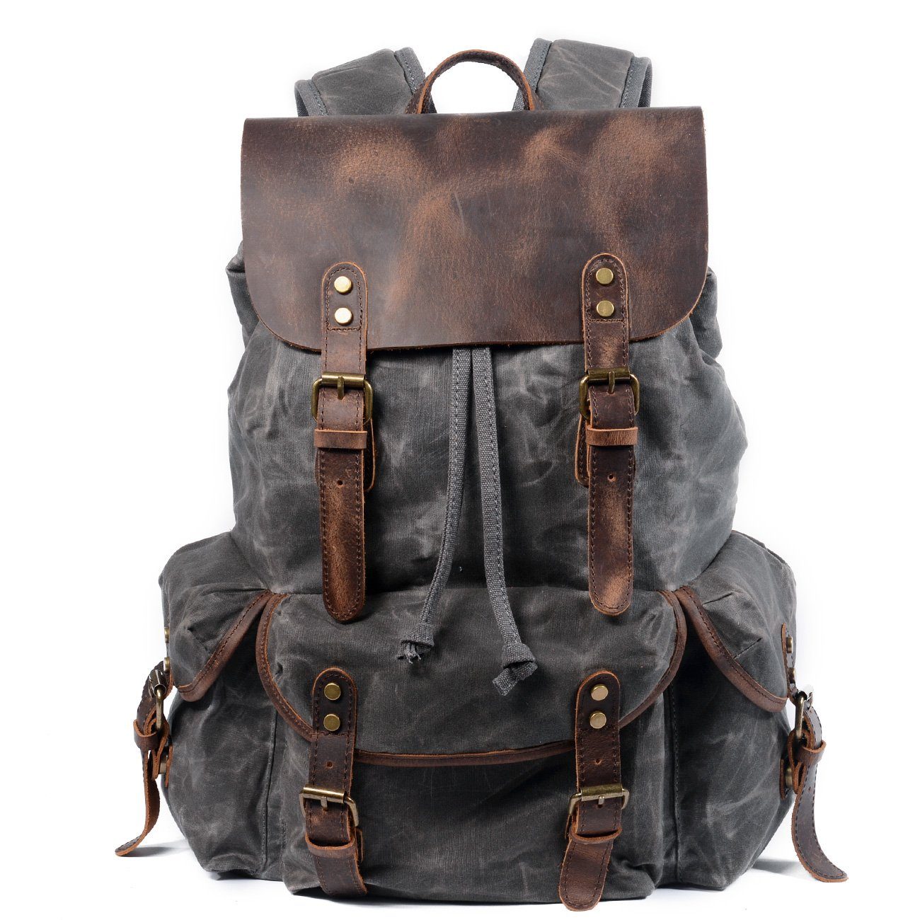 Unisex - 25L Segeltuch Rucksack - Leder - Stylischer & Langlebiger Begleiter für Alltag und Abenteuer