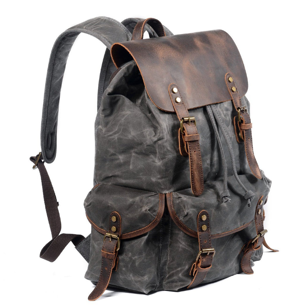Unisex - 25L Segeltuch Rucksack - Leder - Stylischer & Langlebiger Begleiter für Alltag und Abenteuer