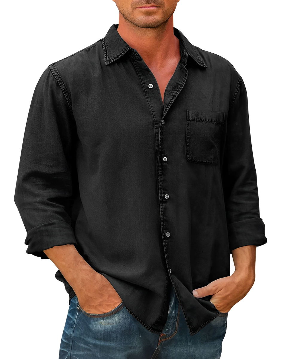 Herren - Klassisches Denim-Hemd - Strapazierfähiger Baumwollstoff - Stilvoll & Langlebig