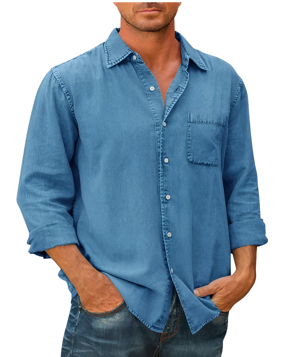 Herren - Klassisches Denim-Hemd - Strapazierfähiger Baumwollstoff - Stilvoll & Langlebig