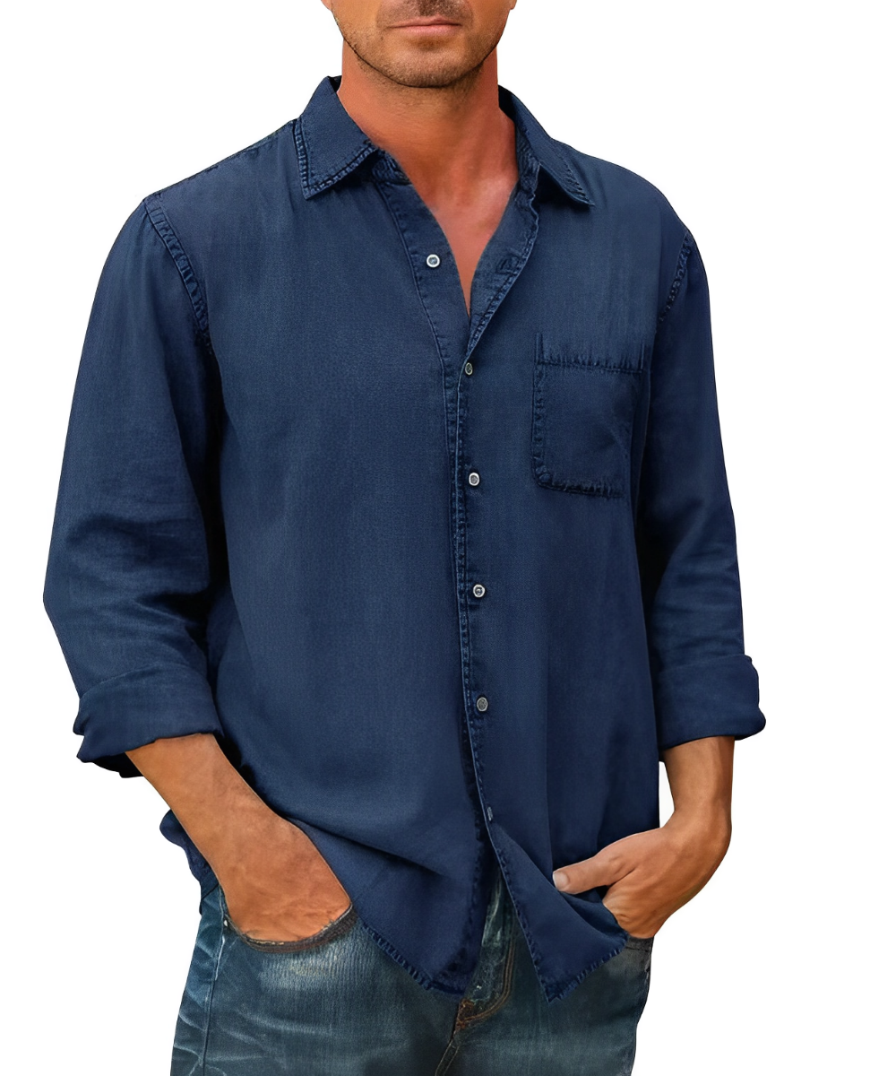 Herren - Klassisches Denim-Hemd - Strapazierfähiger Baumwollstoff - Stilvoll & Langlebig