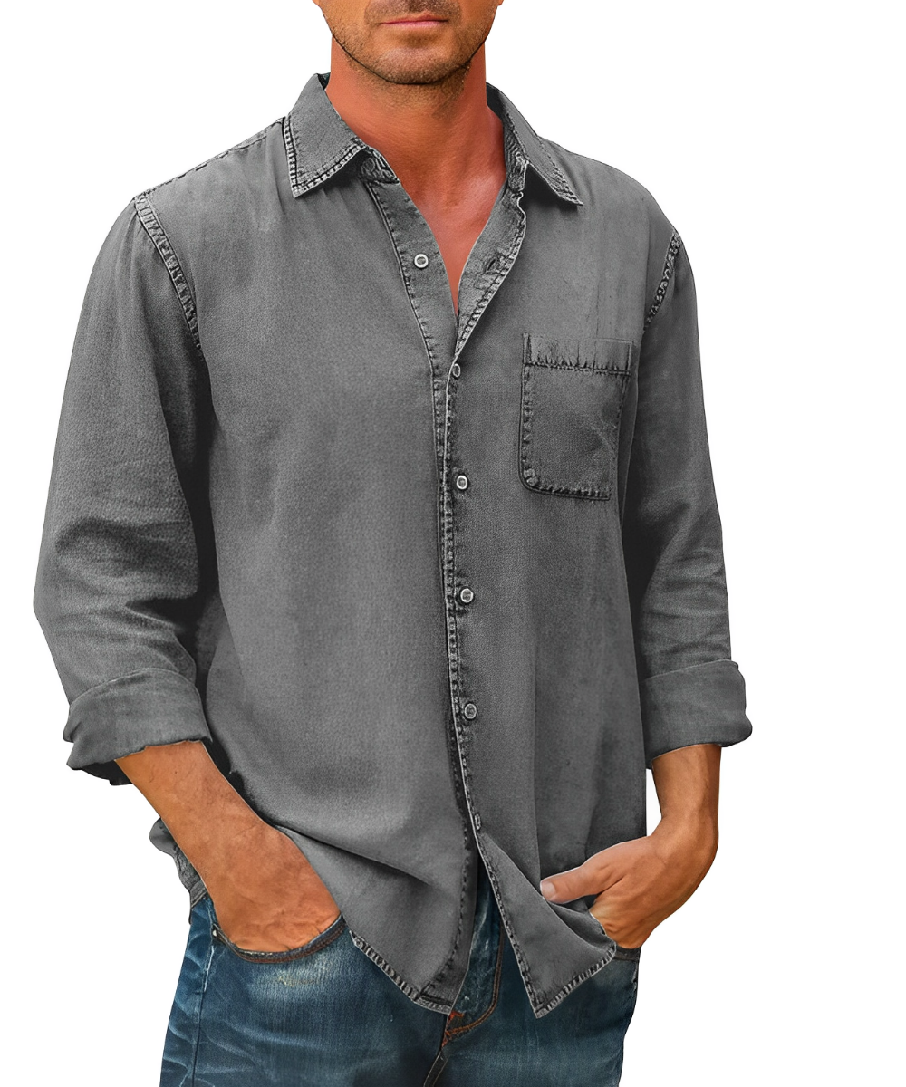 Herren - Klassisches Denim-Hemd - Strapazierfähiger Baumwollstoff - Stilvoll & Langlebig