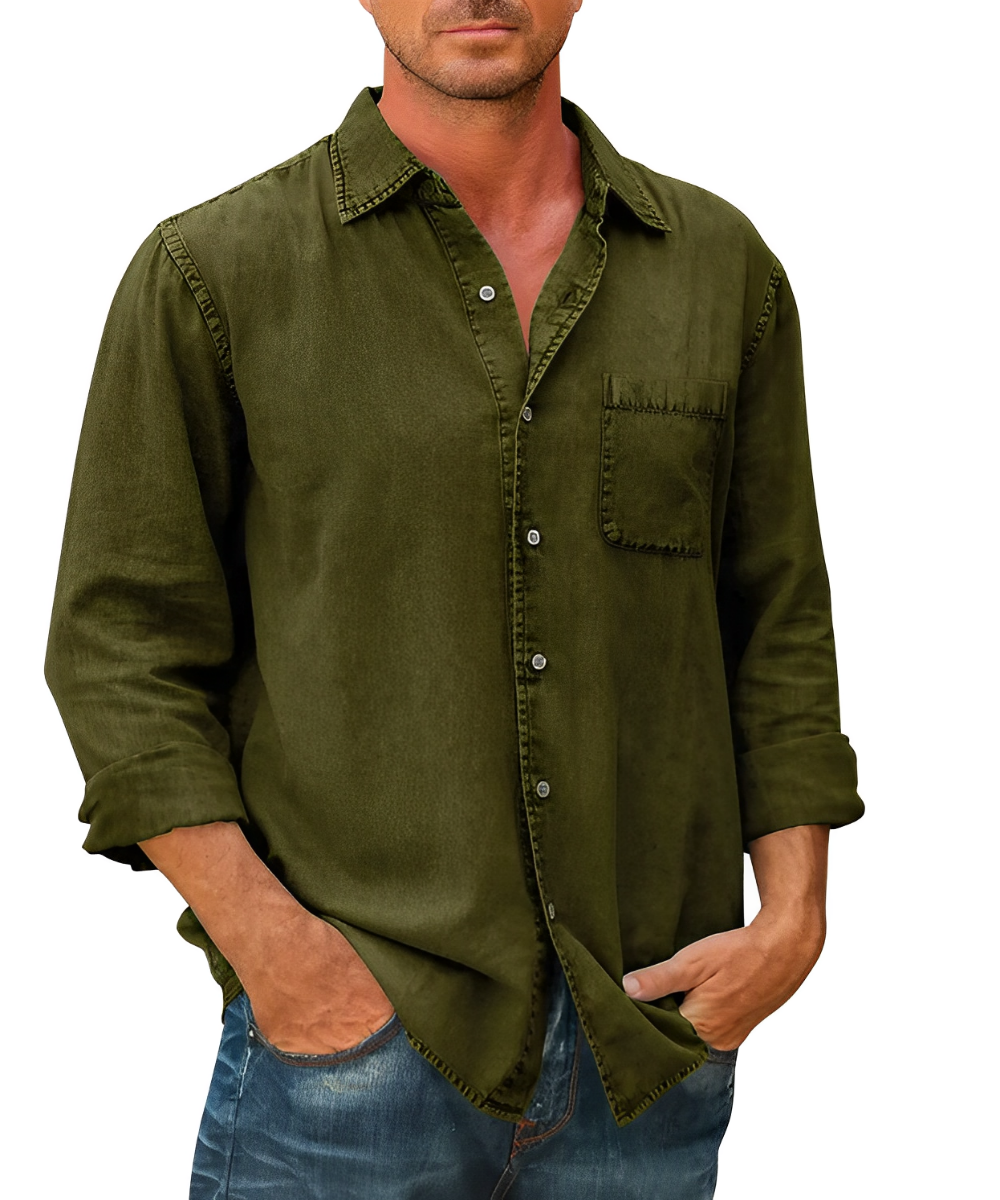Herren - Klassisches Denim-Hemd - Strapazierfähiger Baumwollstoff - Stilvoll & Langlebig